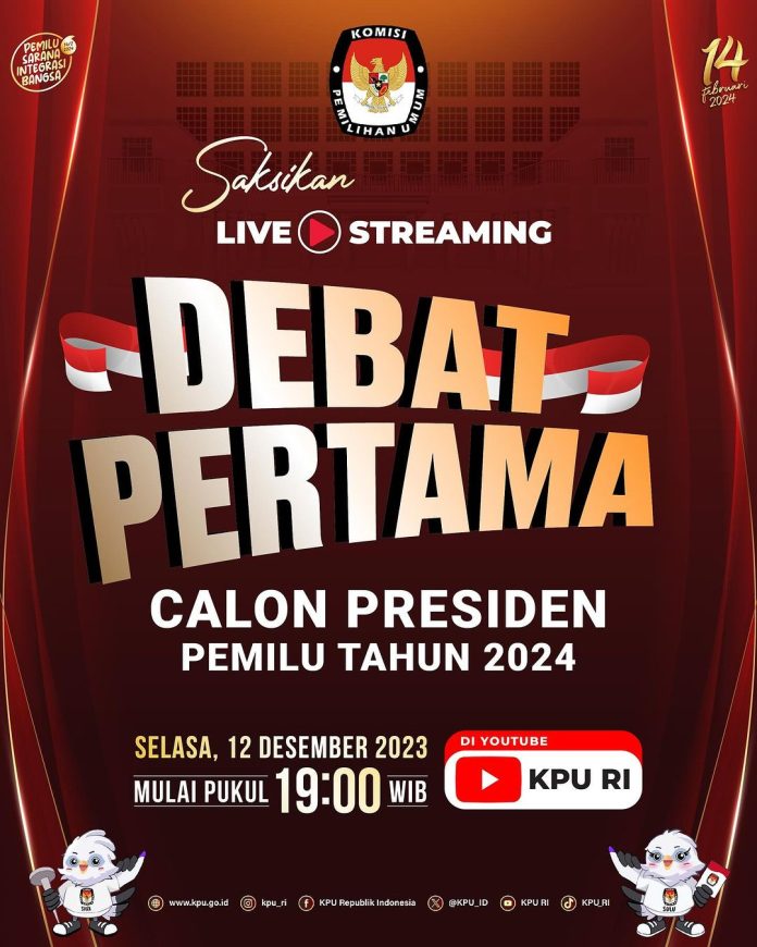 Debat Pertama Capres resmi dilangsungkan malam hari tadi dan disiarkan secara live di youtube KPU RI (ig @kpu_ri)